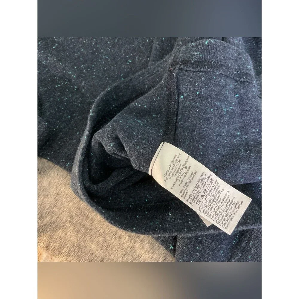 J. Crew Men's Navy Heathered Henley Knit Sweater 100% Cotton Size M